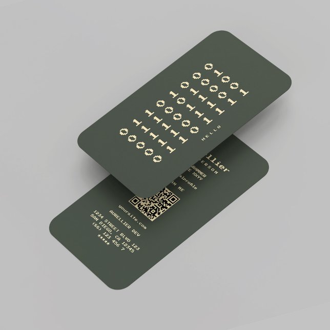 Carte De Visite Développeur logiciel moderne Binary Dark Green Gol (Modern Software Developer Binary Dark Green Gold Business Card
)