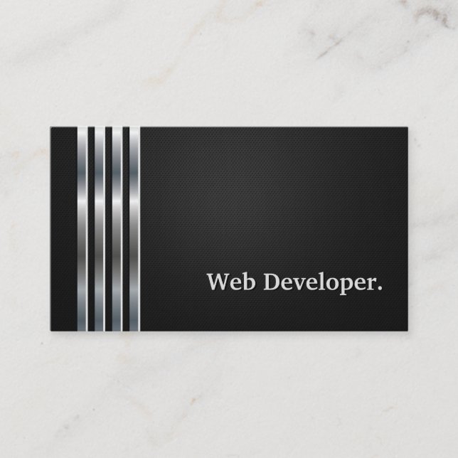 Carte De Visite Développeur Web Professional Black Silver (Devant)