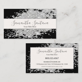 Carte De Visite Déversement de Parties scintillant blanche