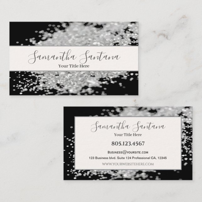 Carte De Visite Déversement de Parties scintillant blanche (Devant / Derrière)