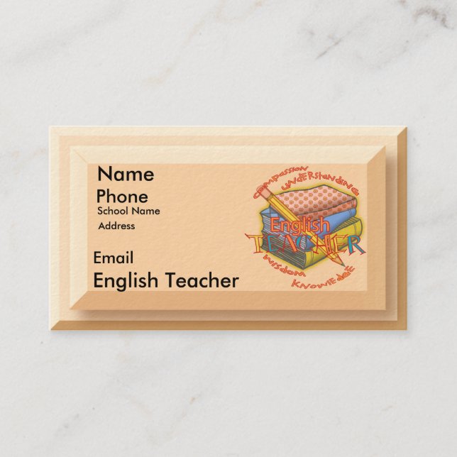 Carte De Visite Devise de professeur d'anglais (Devant)