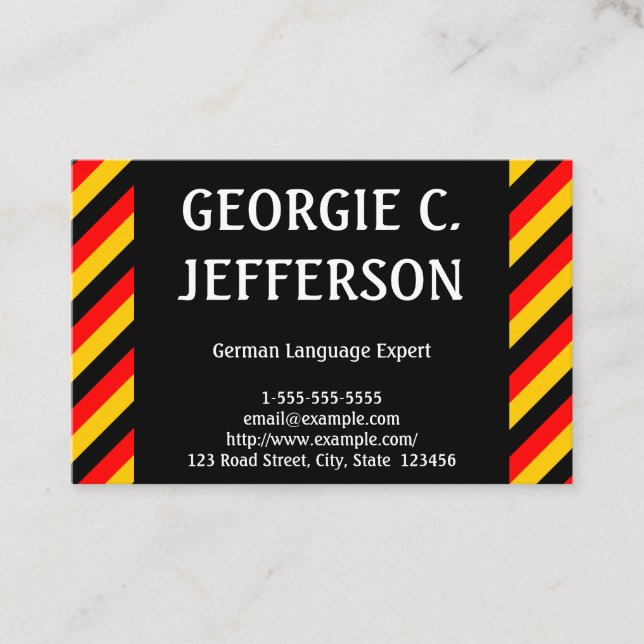 Carte de visite d'expert en matière de langue (Devant)