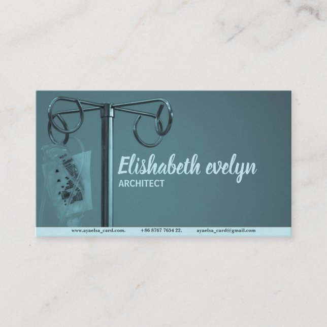 Carte De Visite dextrose accroché sur support en acier inoxydable  (Devant)