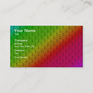 Carte De Visite Diag Arc-en-ciel dégradé motif floral rouge vert