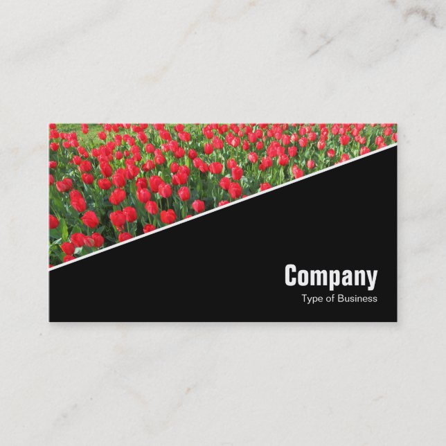 Carte De Visite Diagonal V3 - Noir - Lit rouge des tulipes (Devant)