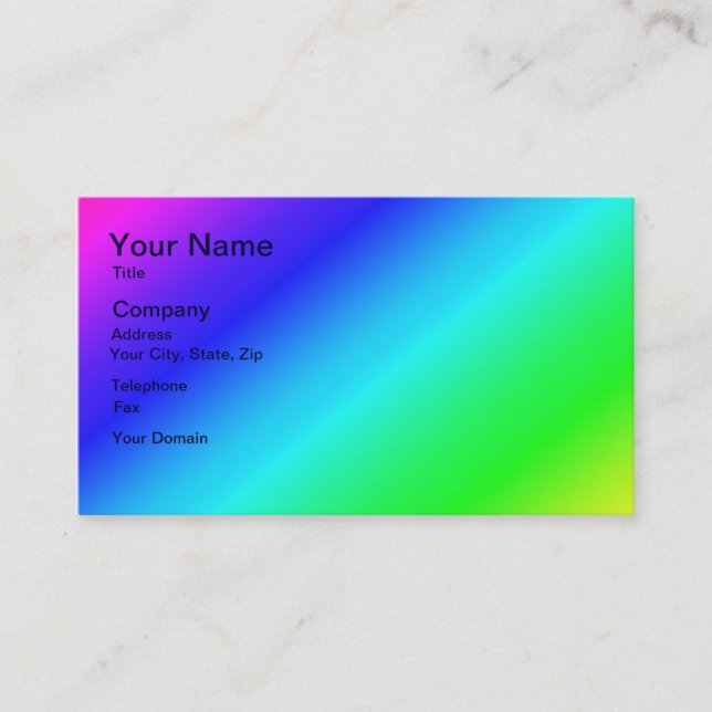 Carte De Visite Diagonale arc-en-ciel bleu à vert (Devant)