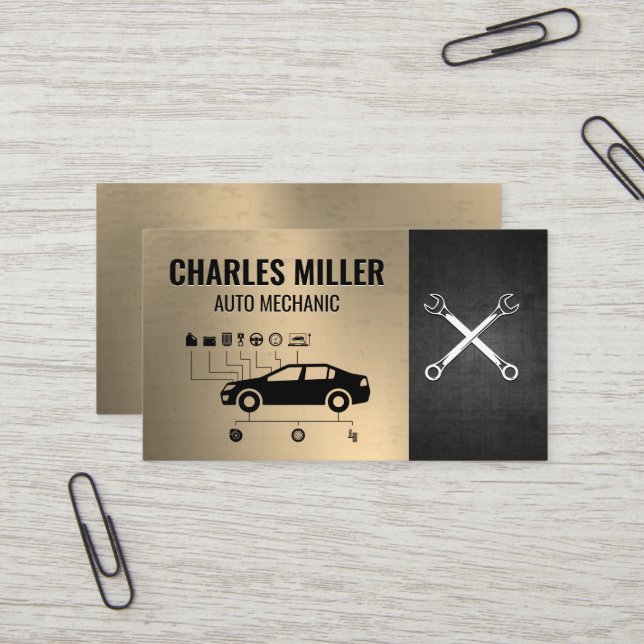 Carte De Visite Diagramme automobile | Dépouille | Mécanique (Devant/Arrière en situation)