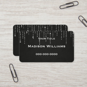 Carte De Visite diamant bling sur cuir noir