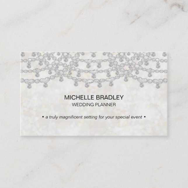 Carte De Visite Diamants blancs Glamour brillant Orbes brillant (Devant)