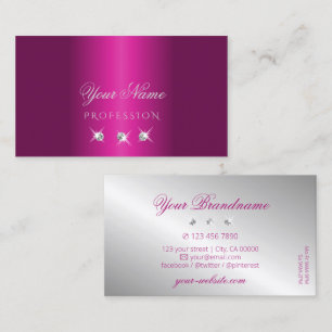 Carte De Visite Diamants brillants argentés rose brillant élégant