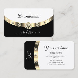 Carte De Visite Diamants brillants brillants en or noir et blanc