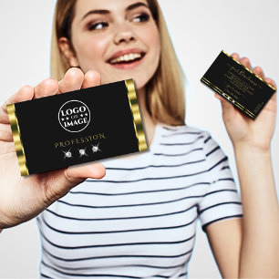 Carte De Visite Diamants brillants dorés noirs luxueux avec logo