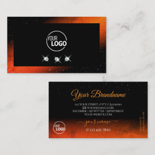 Carte De Visite Diamants brillants orange brillants avec logo