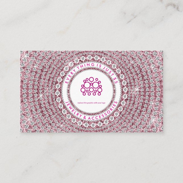 Carte De Visite Diamants de bijoux rose (Devant)