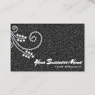 Carte De Visite *~* Diamants de défilement Glam Black Parties scin