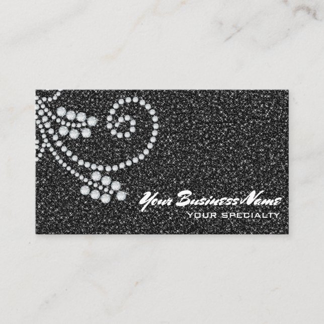 Carte De Visite *~* Diamants de défilement Parties scintillant noi (Devant)