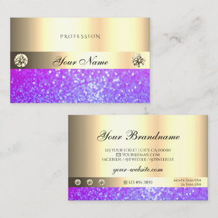 Carte De Visite Diamants de Parties scintillant rose violet luxueu