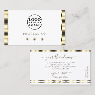 Carte De Visite Diamants d'étincelle blanc or luxueux avec logo