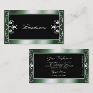 Carte De Visite Diamants d'étincelle vert noir ornementale
