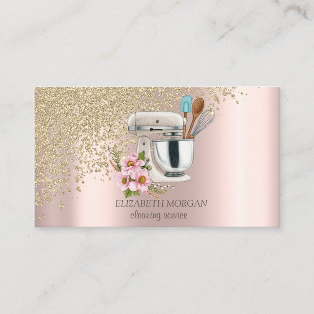 Carte De Visite Diamants d'or Floral Broom Rose d'or (Devant)