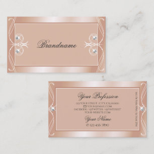 Carte De Visite Diamants d'ornement de luxe Rose or étincelant