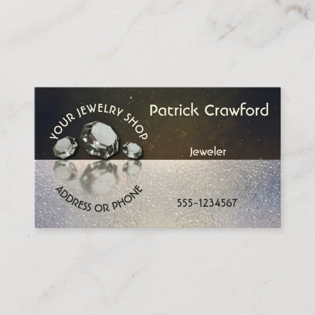 Carte De Visite Diamants du bijoutier trois de magasin de bijoux (Devant)