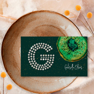 Carte De Visite Diamants Émeraude Agate initial lettre G Monogramm