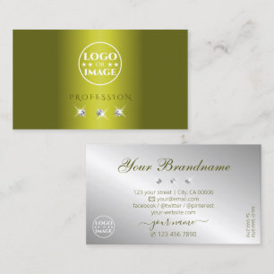 Carte De Visite Diamants étincelants d'argent jaune élégant avec l