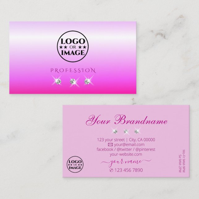 Carte De Visite Diamants étincelants de luxe rose Ombre Ajouter Lo (Devant / Derrière)