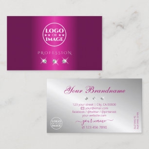 Carte De Visite Diamants étincelants en argent rose glamour avec l