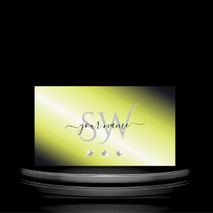 Carte De Visite Diamants étincelants Jaune Chimie Jaune Monogramme