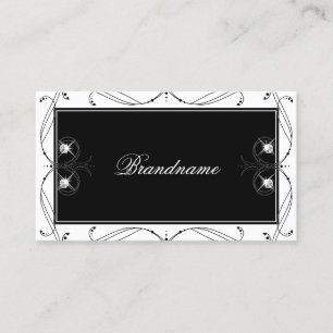 Carte De Visite Diamants étincelants noirs et blancs Élégants Orna