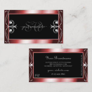 Carte De Visite Diamants étincelants noirs rouges étincelants Init
