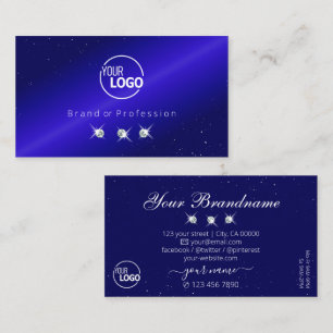 Carte De Visite Diamants étincelants Royal Blue avec logo