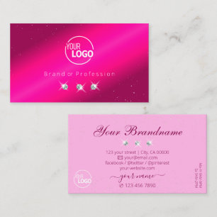 Carte De Visite Diamants Étoiles Pailletées Rose Luxe avec Logo
