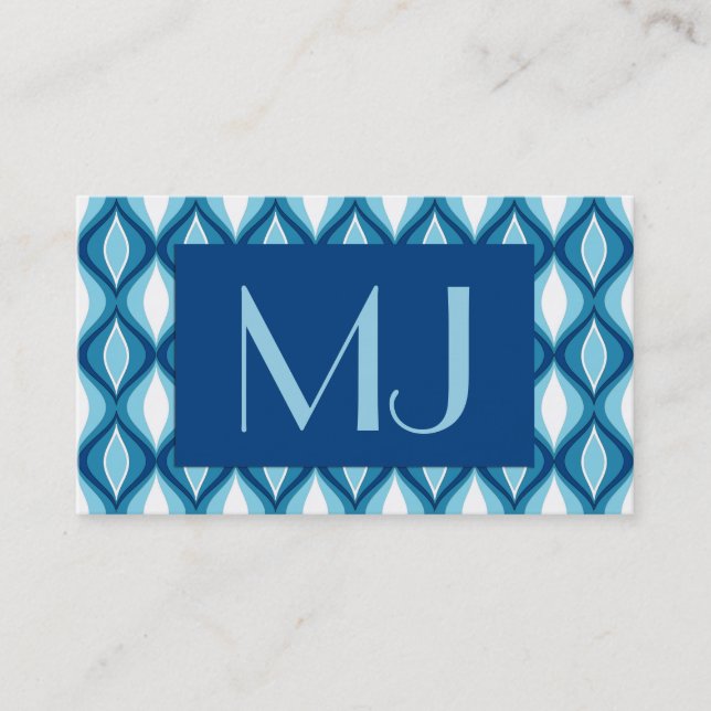 Carte De Visite Diamants Modernes Du Milieu Du Siècle, Blues Denim (Devant)