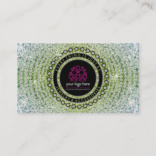 Carte De Visite Diamants verts Bijoux Motifs de luxe (Devant)
