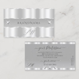 Carte De Visite Diamètre brillant gris clair argenté Chic Initiale