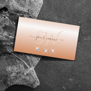Carte De Visite Diamètre brillant Ombre de corail brillant Initial