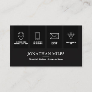 Carte de visite d'icône professionnelle noir et bl