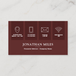 Carte de visite d'icônes professionnelles rouge et