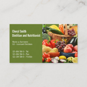 Carte De Visite Diététiste Fruit Vegetable panier photo