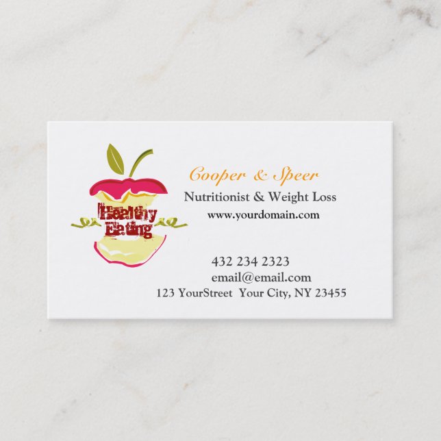 Carte De Visite Diététiste nutritionniste Apple Design Business (Devant)