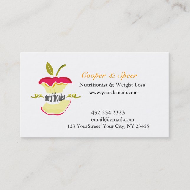 Carte De Visite Diététiste nutritionniste Apple Design Business (Devant)