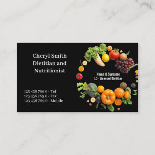Carte De Visite Diététiste Nutritionniste photo de fruits et légum