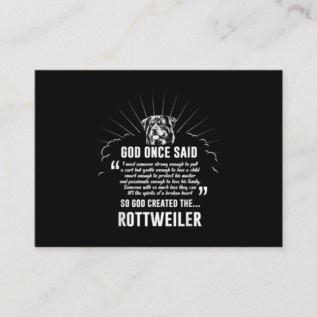 Carte De Visite Dieu a dit Rottweiler | Amateurs de chiens amusant (Devant)