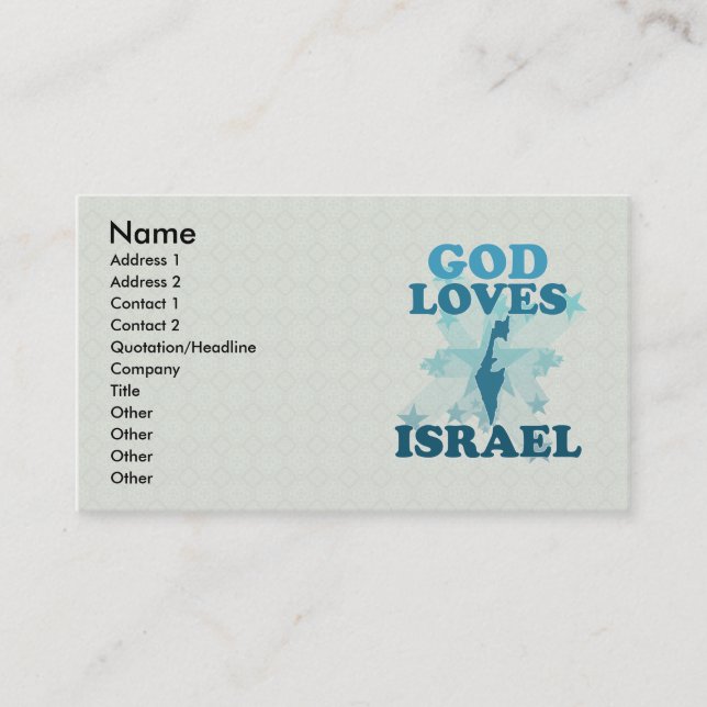 Carte De Visite Dieu aime l'Israël (Devant)