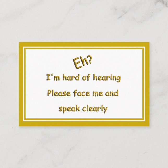 Carte De Visite Difficile à entendre (Devant)