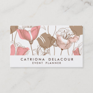 Carte de visite d'illustrations florales rose et B