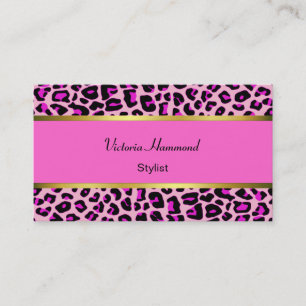 Carte de visite d'impression Jaguar rose chic